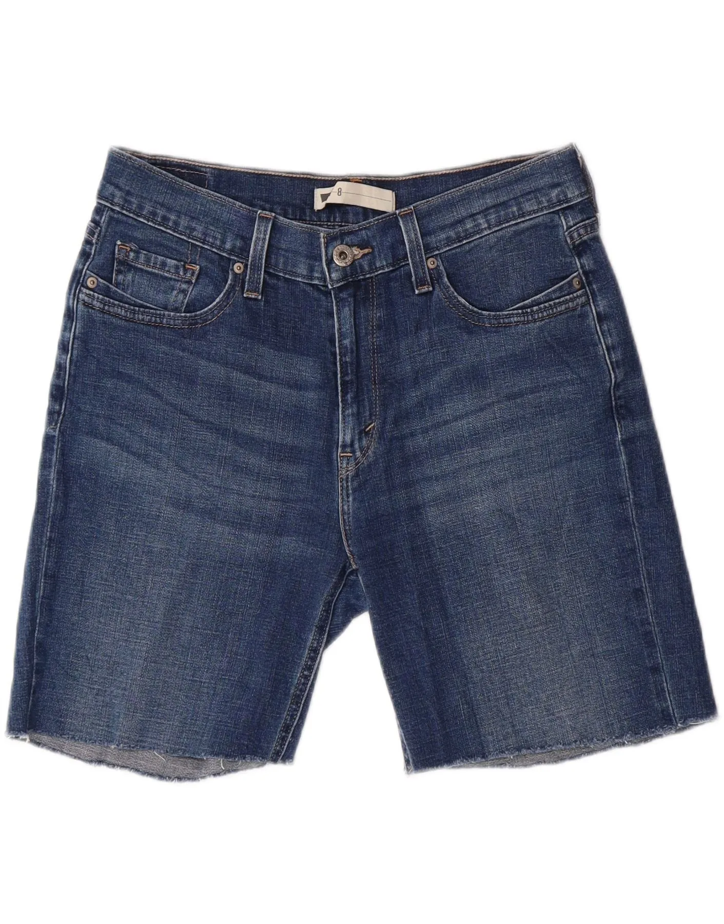 Ruffle Edge Roll-Up Sleeve LEVI'S Womens Denim Shorts US 8 Medium W30 Blue