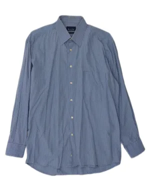 Double Needle Hemming Non Irritating Tags MASSIMO DUTTI Mens Shirt Size 40 Medium Blue Pinstripe Cotton