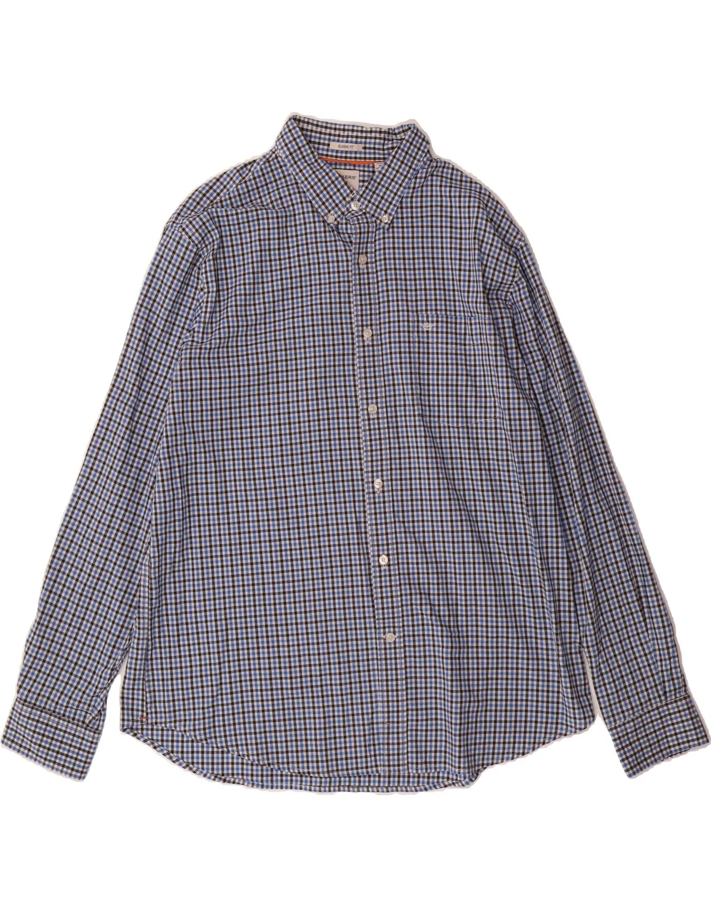 formal dinner DOCKERS Mens Classic Fit Shirt XL Blue Check Cotton