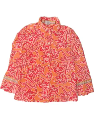 IZOD Womens Shirt Blouse UK 16 Large Multicoloured Floral Cotton Hawaiian Soft Touch