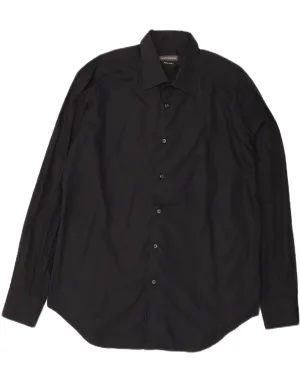 CARLO PIGNATELLI Mens Shirt Size 43 17 Large Black Cotton Local Favorite Distressed finish