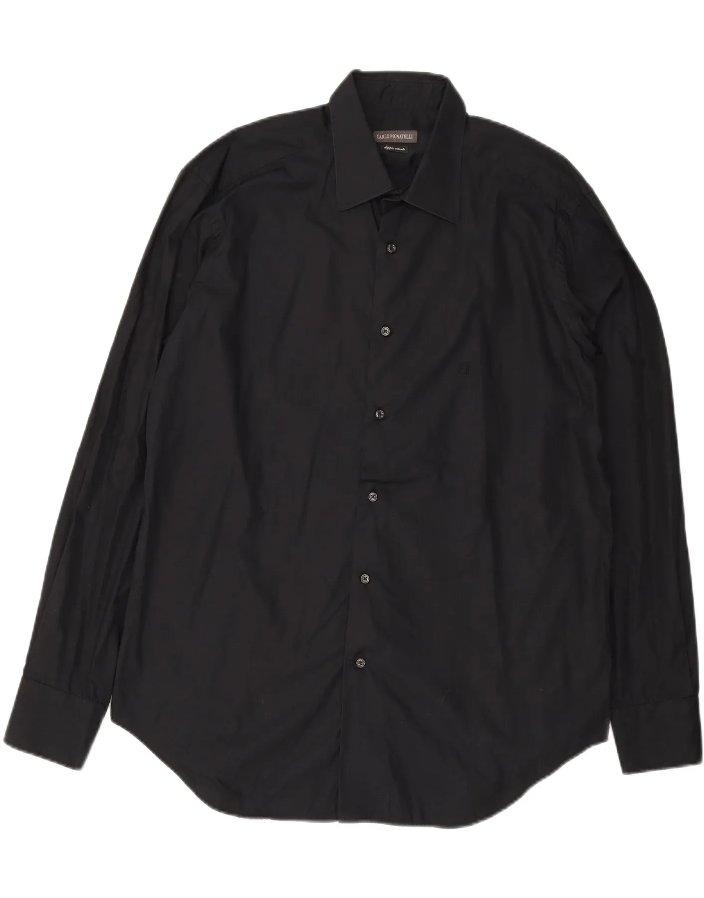 CARLO PIGNATELLI Mens Shirt Size 43 17 Large Black Cotton Local Favorite Distressed finish