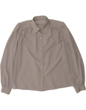 VINTAGE Womens Shirt Blouse UK 16 Large Grey Odor Resistant Sophisticated Elegance