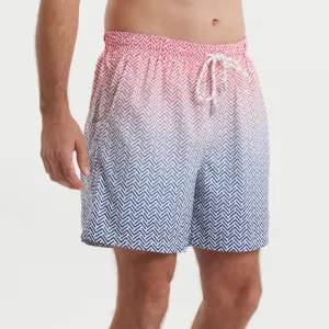 Dockside Swim Trunk - Herringbone Fade Built In Cups Vibrant Patterns
