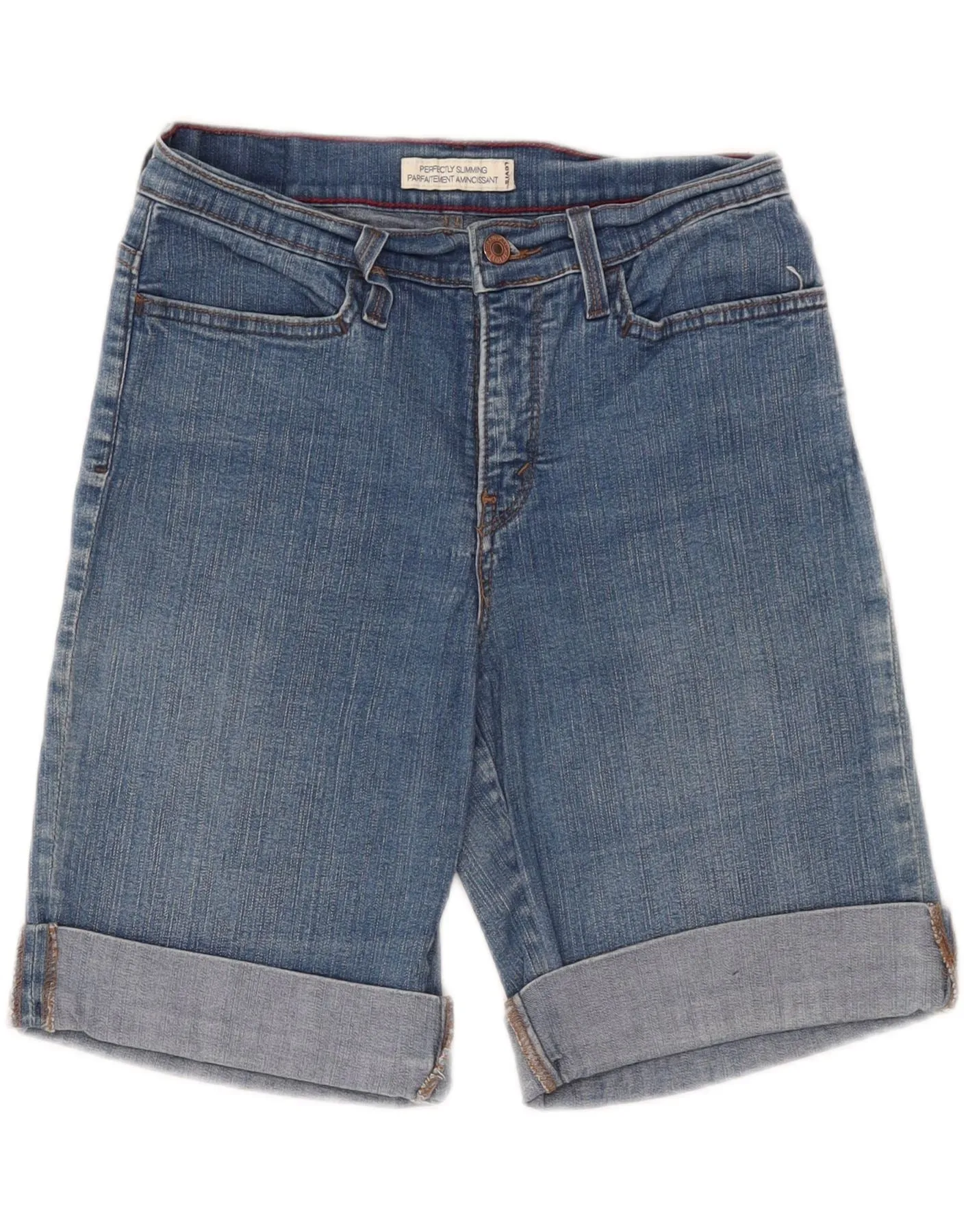 LEVI'S Womens Slimming Fit Denim Shorts US 8 Medium W30 Blue Cotton Lakeside Relaxation Cocktail Party