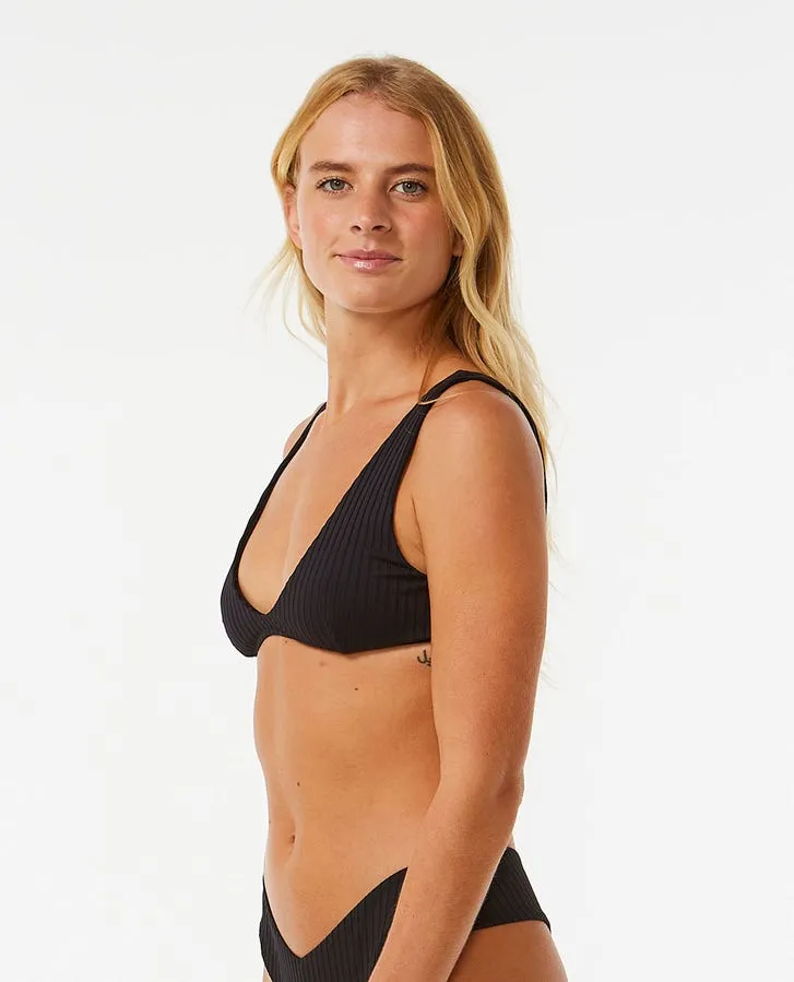 Rip Curl Premium Surf Bralette Top-Black compression support Metallic-Shine
