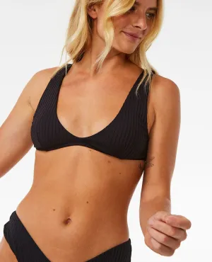 Rip Curl Premium Surf Bralette Top-Black Wide Band Waist Anti Slip Grips