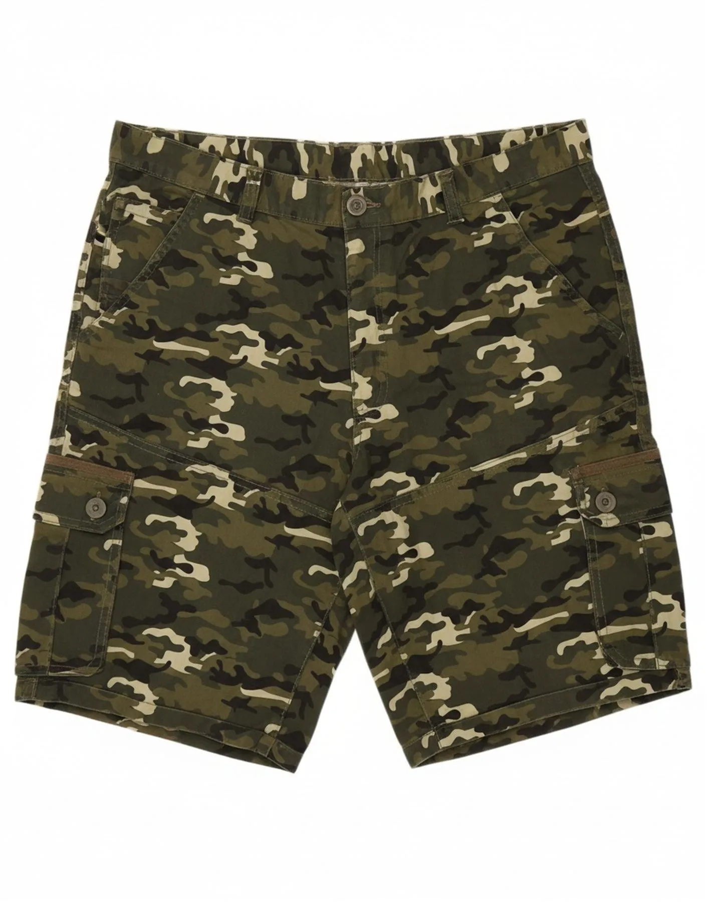DoubleLayeredKnees VINTAGE Mens Cargo Shorts Large W36  Khaki Camouflage Cotton