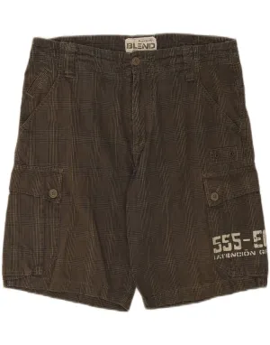 VINTAGE Mens Graphic Cargo Shorts Large W36 Khaki Check Cotton Performance Flex