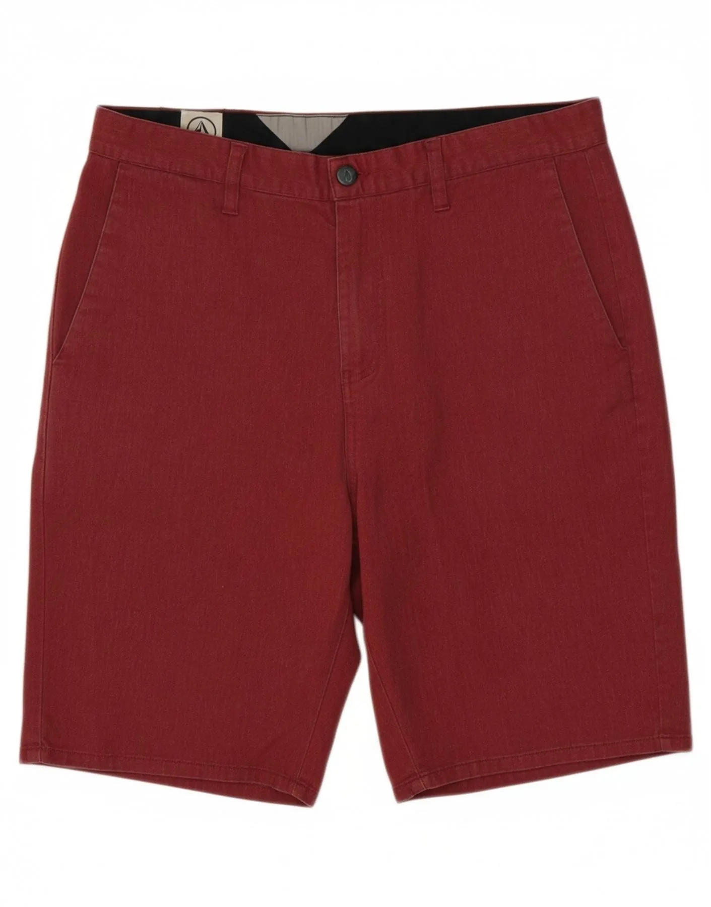 VOLCOM Mens Chino Shorts W32 Medium  Maroon Polyester Core Stretch Quick Layering
