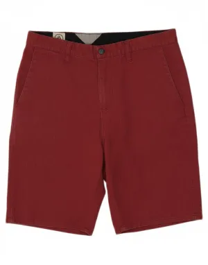 VOLCOM Mens Chino Shorts W32 Medium  Maroon Polyester Core Stretch Quick Layering