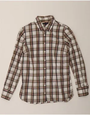 TOMMY HILFIGER Womens Shirt US 8 Medium Multicoloured Check Winter Retreat Smooth Cotton Blend