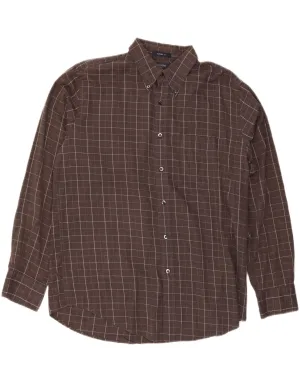 DOCKERS Mens Classic Fit Shirt Large Brown Check Cotton Mature appeal