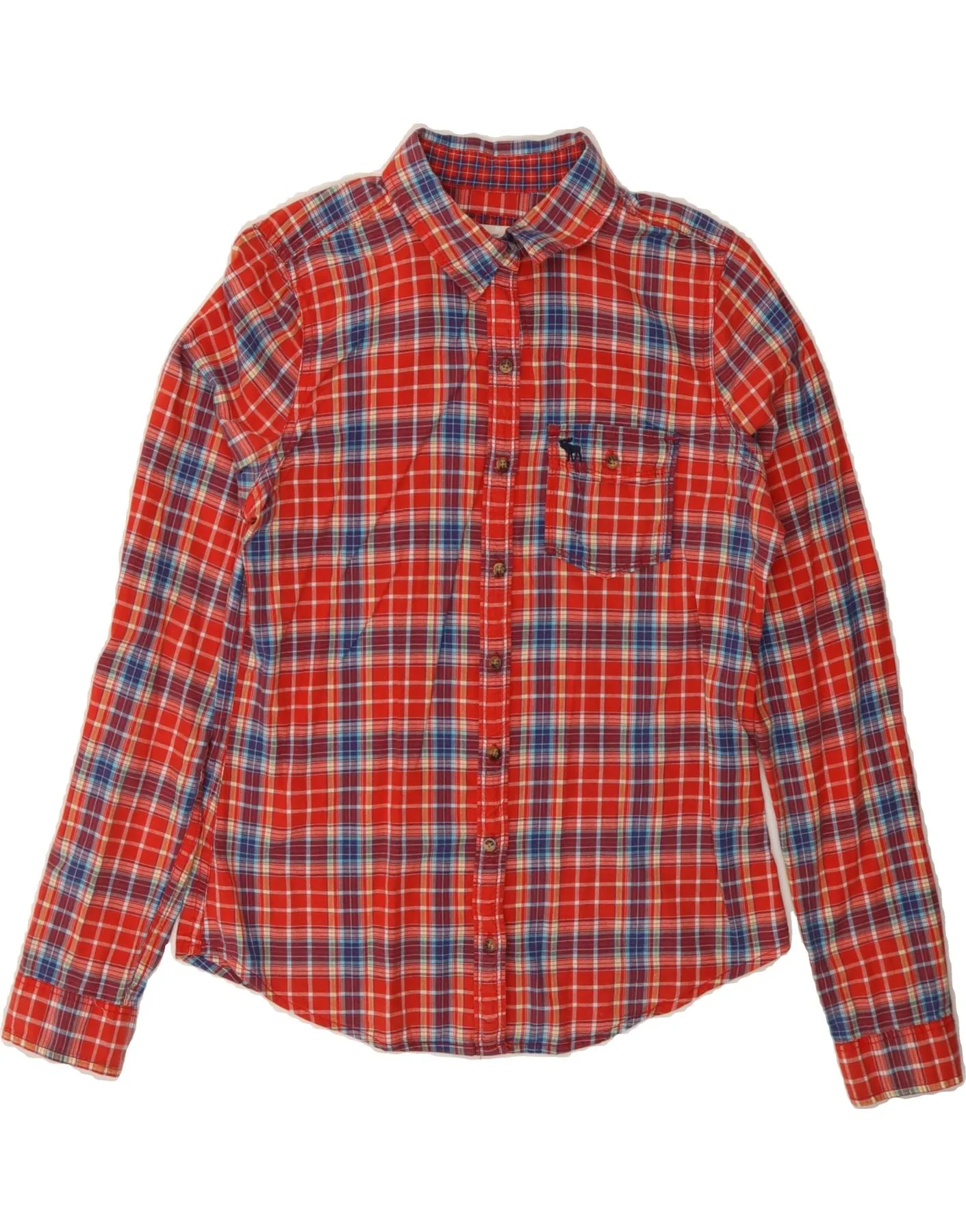 Anti Static Lining Anti Pill Treatment ABERCROMBIE & FITCH Womens Shirt UK 12 Medium Red Check Cotton