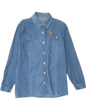 VINTAGE Womens Denim Shirt UK 14 Medium Blue Athleisure Trend