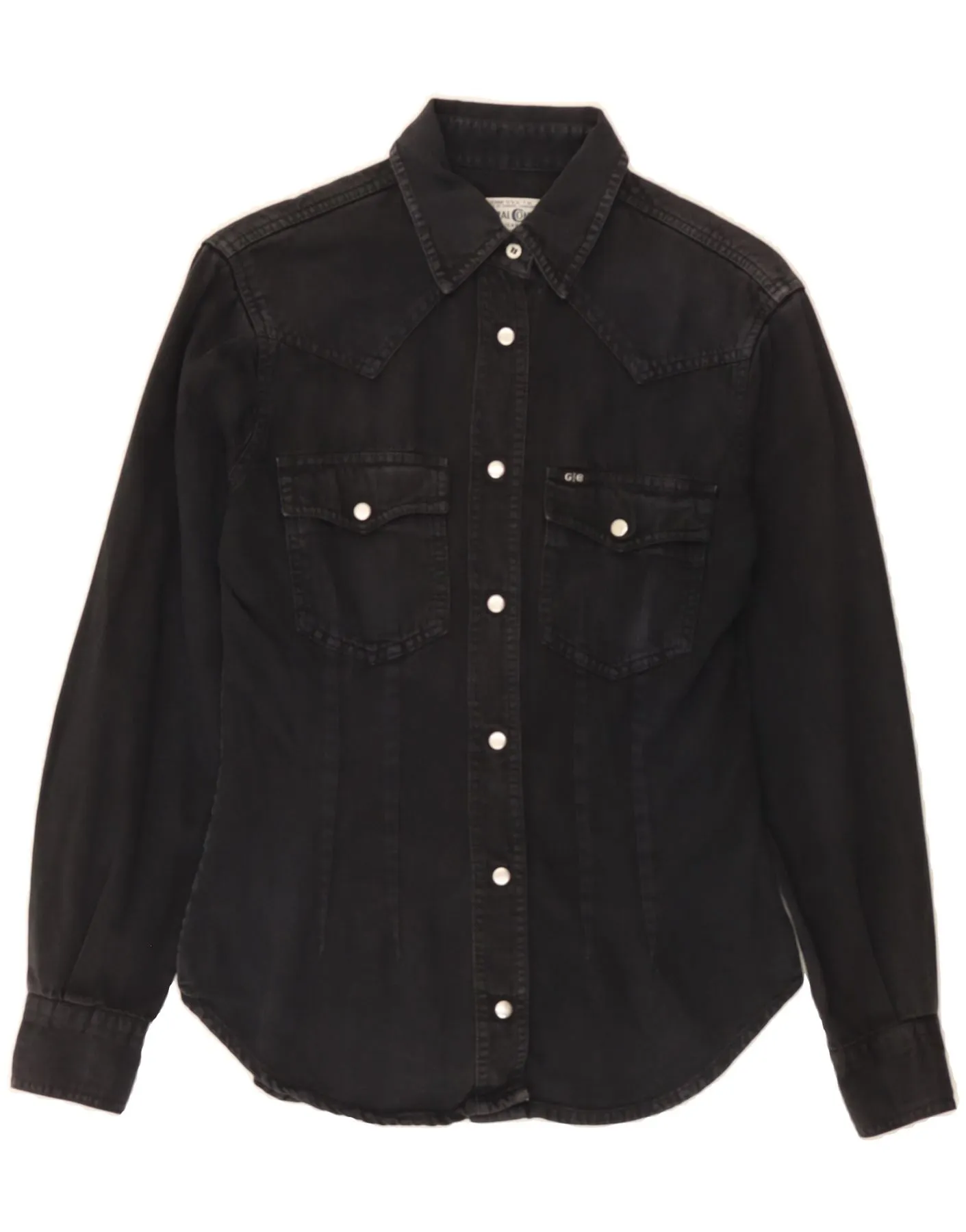 GENERAL COMPANY Womens Denim Shirt UK 6 XS Grey Cotton Anti Static Treatment Resort Wear
