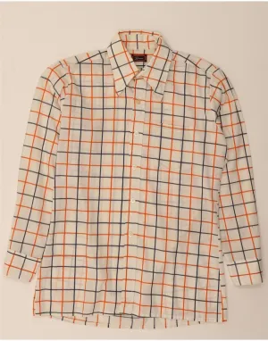 High-Quality Fabric VINTAGE Mens Shirt Medium Off White Check