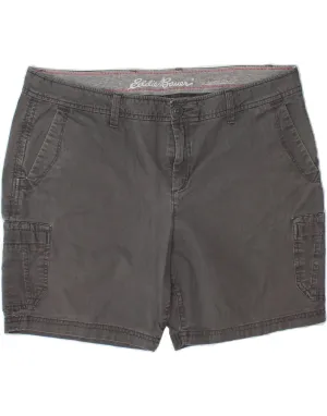 Eye-Catching Pattern EDDIE BAUER Womens Slightly Curvy Cargo Shorts US 14 XL W38 Grey Cotton