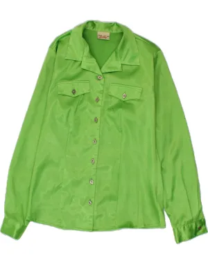 high-low hem VINTAGE Womens Shirt Blouse UK 10 Small Green Polyester