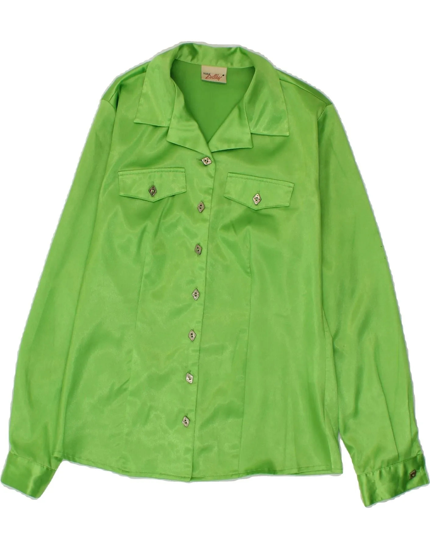 high-low hem VINTAGE Womens Shirt Blouse UK 10 Small Green Polyester