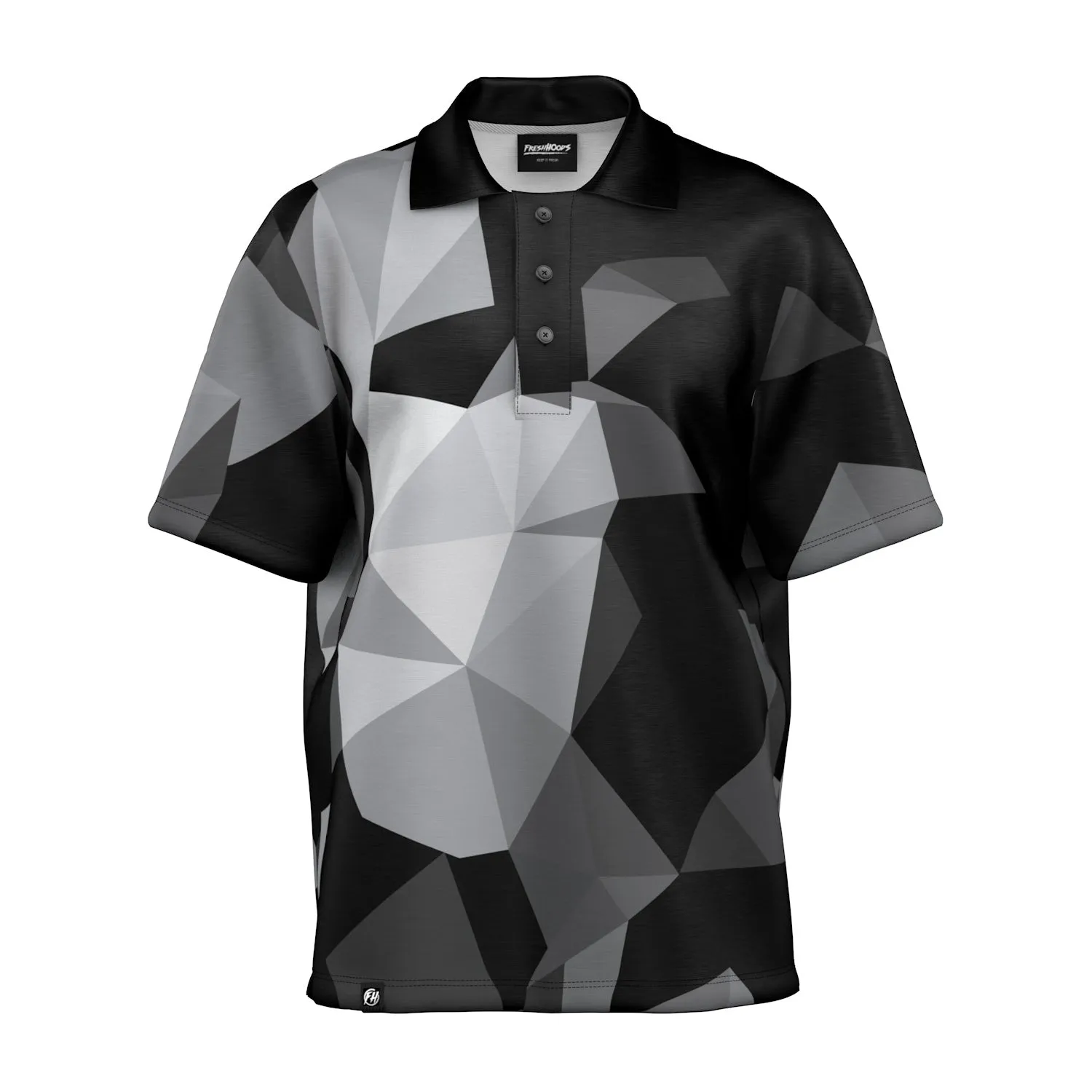 Cubes Black Oversized Polo Shirt Versatile Layering