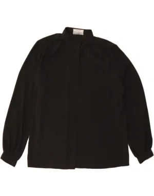 Geometric Pattern Handcrafted Detail VINTAGE Womens Shirt Blouse IT 46 Large Black Polyester