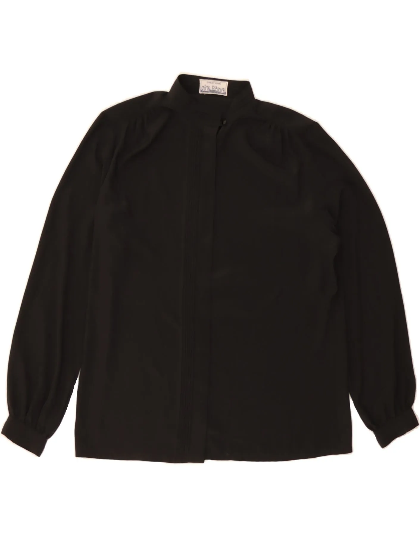 Geometric Pattern Handcrafted Detail VINTAGE Womens Shirt Blouse IT 46 Large Black Polyester