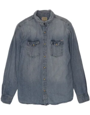 wrinkle free JACK & JONES Mens Denim Shirt Large Blue Cotton