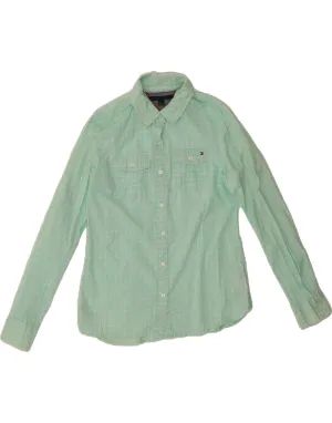 Eco-Friendly Choice Streetwear TOMMY HILFIGER Womens Shirt UK 10 Small Green Check Cotton