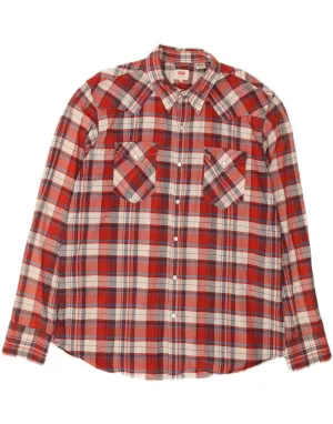 Gym Appropriate LEVI'S Mens Shirt 2XL Red Check Cotton