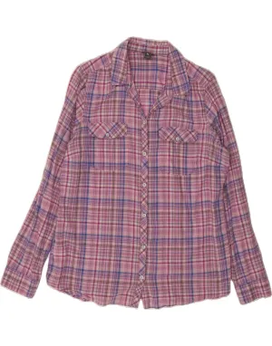 EDDIE BAUER Womens Shirt UK 16 Large Pink Check Cotton Holiday Special Contemporary Design