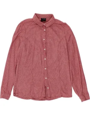 Layering Essential JACK WOLFSKIN Womens Shirt UK 8/10 Small Red Houndstooth Cotton