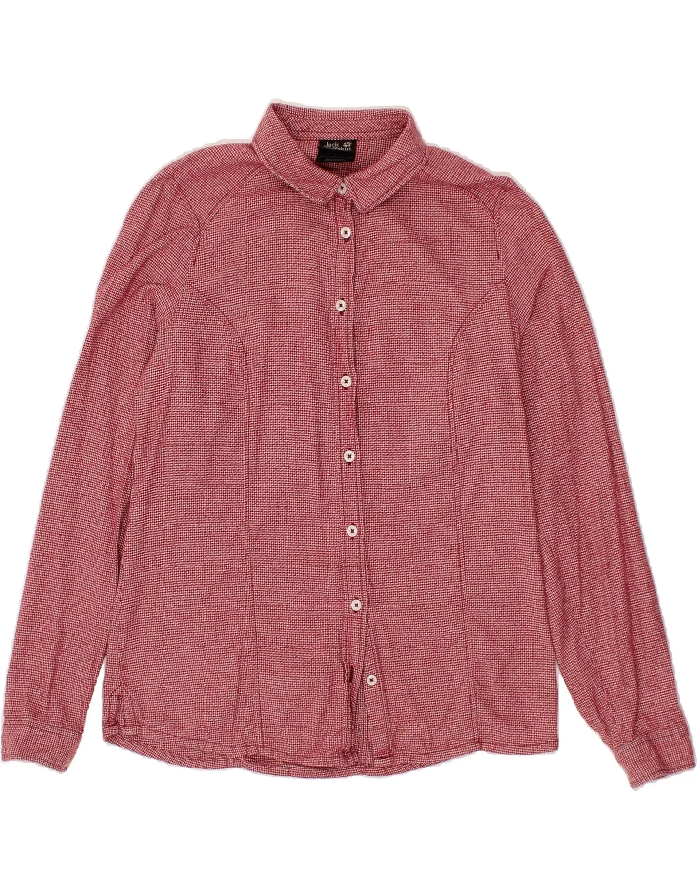 Layering Essential JACK WOLFSKIN Womens Shirt UK 8/10 Small Red Houndstooth Cotton