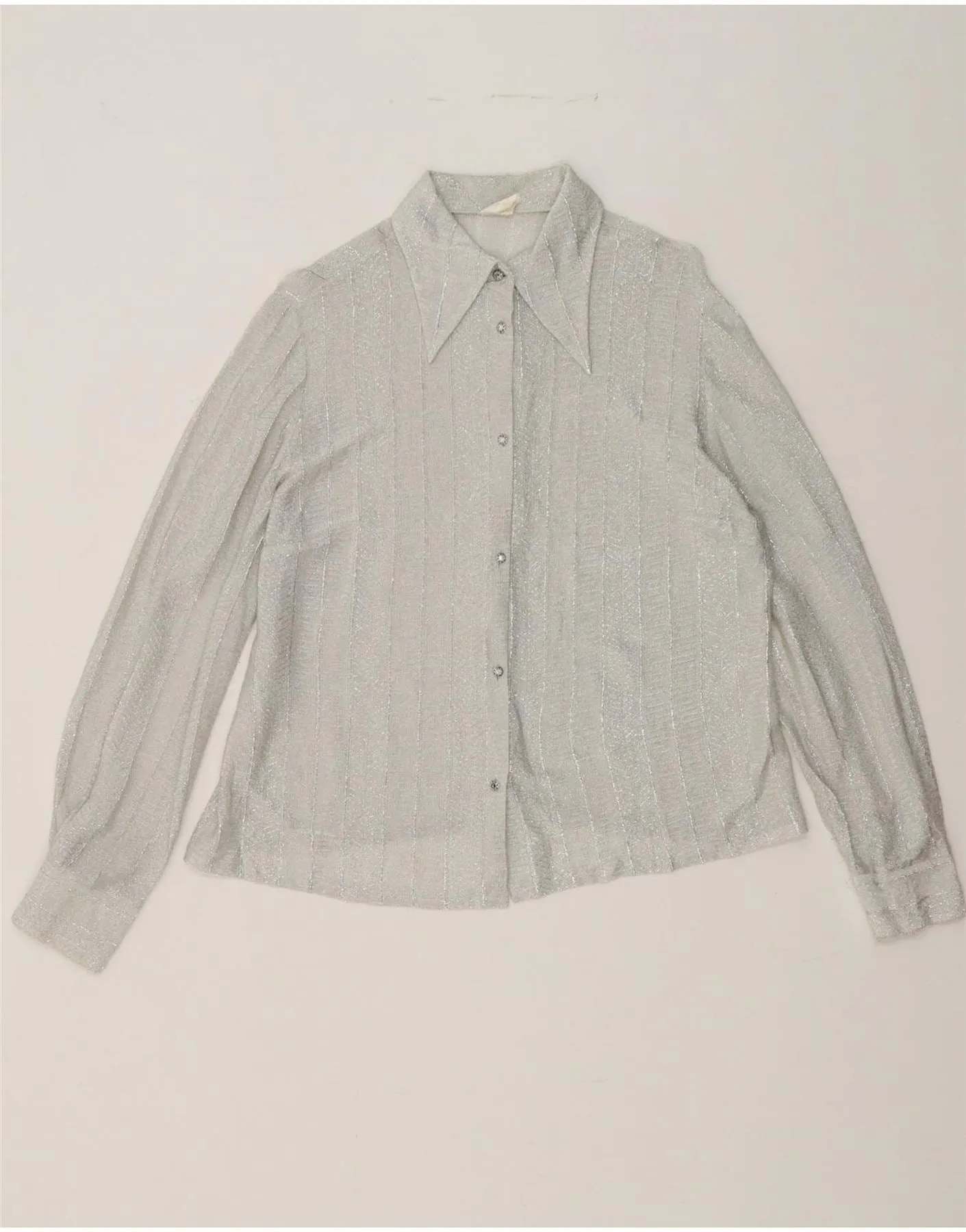 Casual Friday VINTAGE Womens Shirt Blouse IT 46 Large Silver Striped
