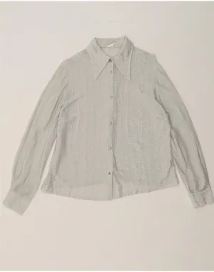 Casual Friday VINTAGE Womens Shirt Blouse IT 46 Large Silver Striped