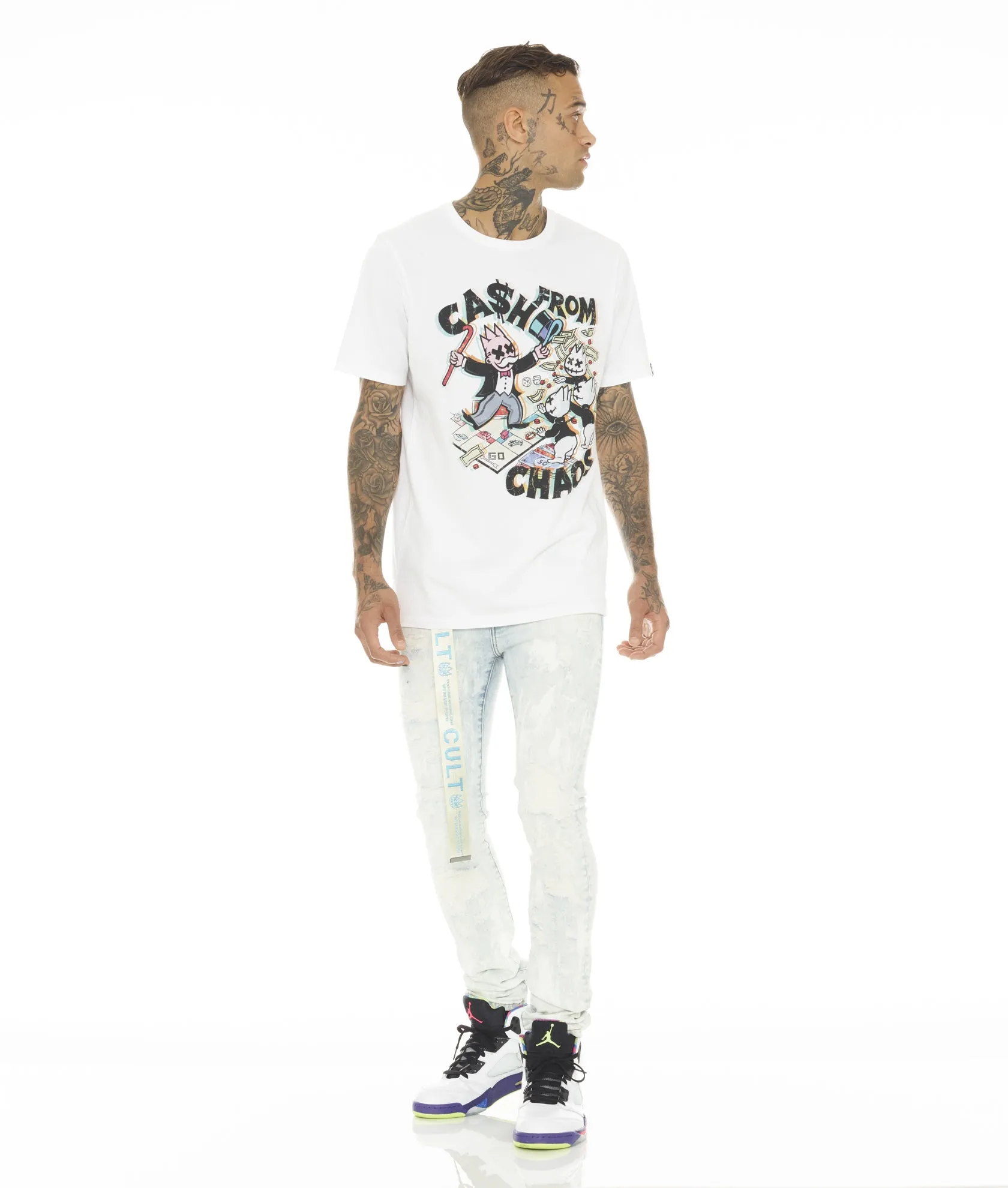 PUNK SUPER SKINNY STRETCH w/ BELT IN SKY Daily Essential Classic Look