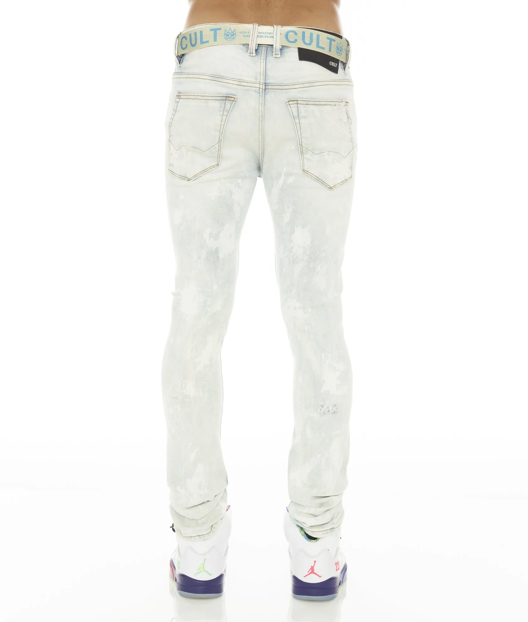 Wearable Piece Weekend Warrior Creative Look Modern PUNK SUPER SKINNY STRETCH w/ BELT IN SKY