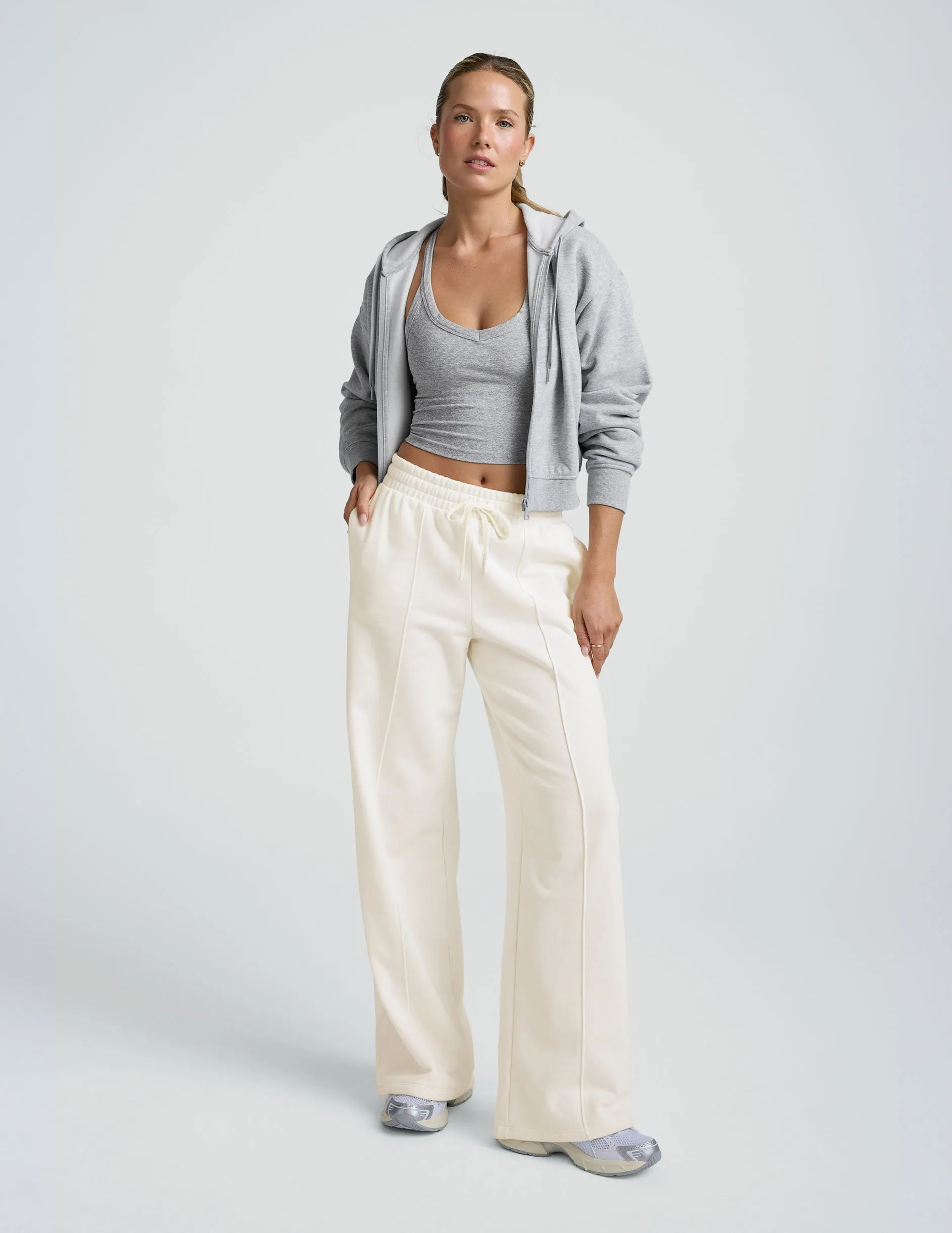 LuxeFleece Pintuck Wide Leg Pant WrinkleResistantMaterial