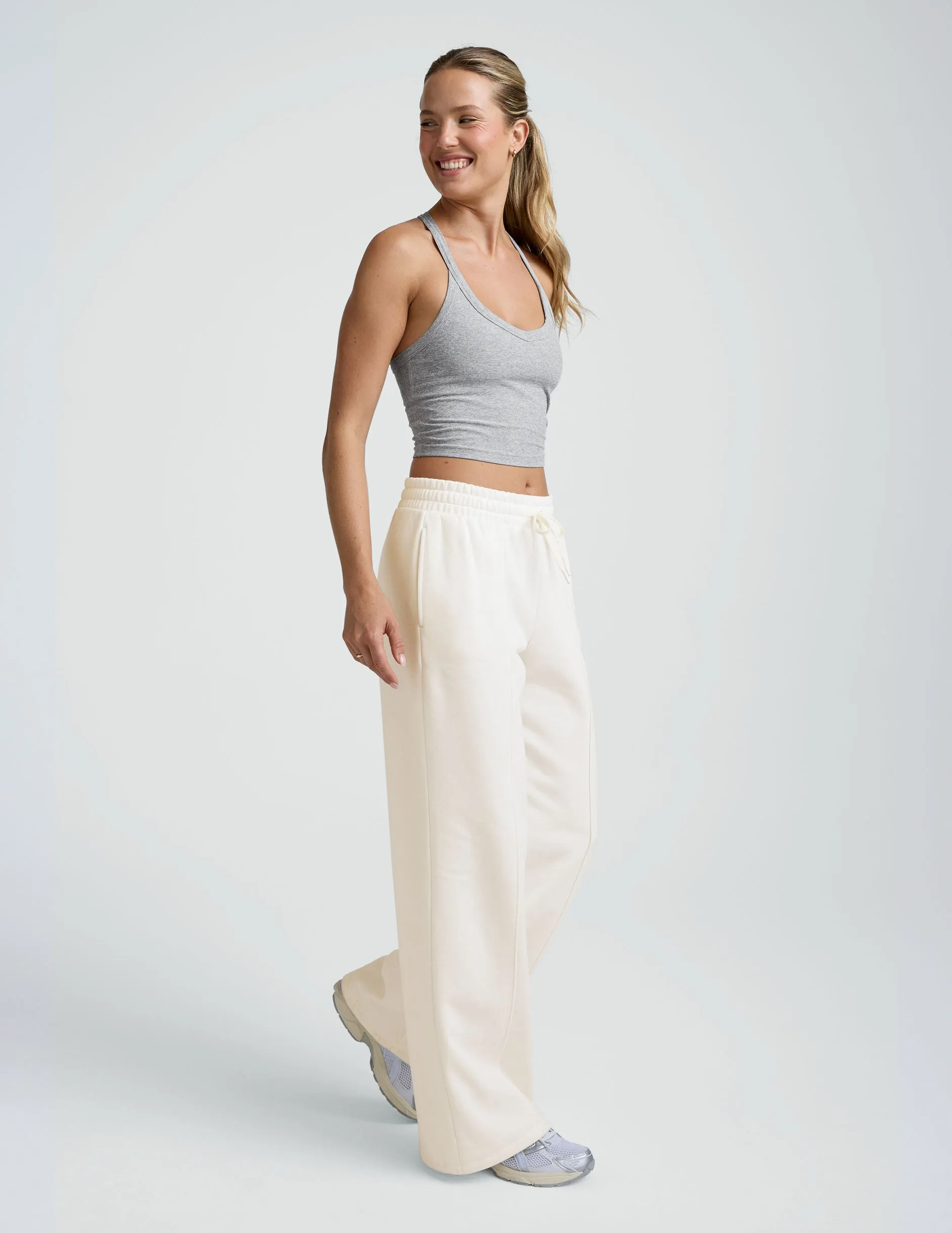 LuxeFleece Pintuck Wide Leg Pant Comfy Style Anti Odor Technology