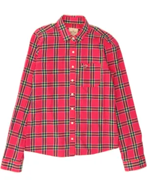 Multi Pocket Utility Winter Layering HOLLISTER Womens Shirt UK 14 Medium Pink Check Cotton