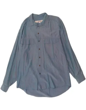 Geometric Pattern Oversized Fit CAVORI Mens Shirt Size 41/42 Large Blue