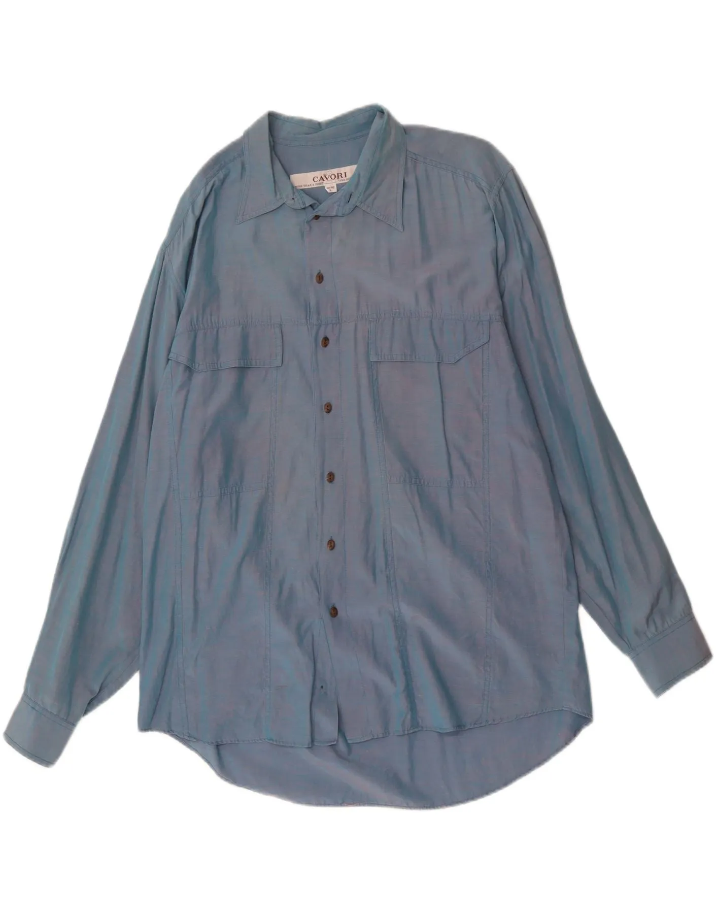 Geometric Pattern Oversized Fit CAVORI Mens Shirt Size 41/42 Large Blue