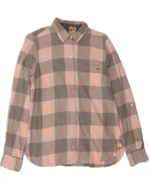 TOMMY HILFIGER Womens Shirt UK 16 Large Pink Check Cotton Lightweight Feel