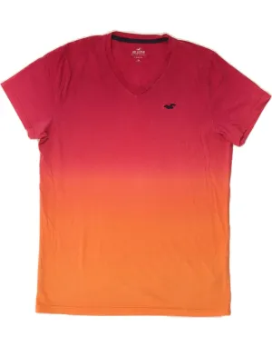HOLLISTER Womens T-Shirt Top UK 16 Large Red Colourblock Cotton Crew neck classic Multi Panel Structure