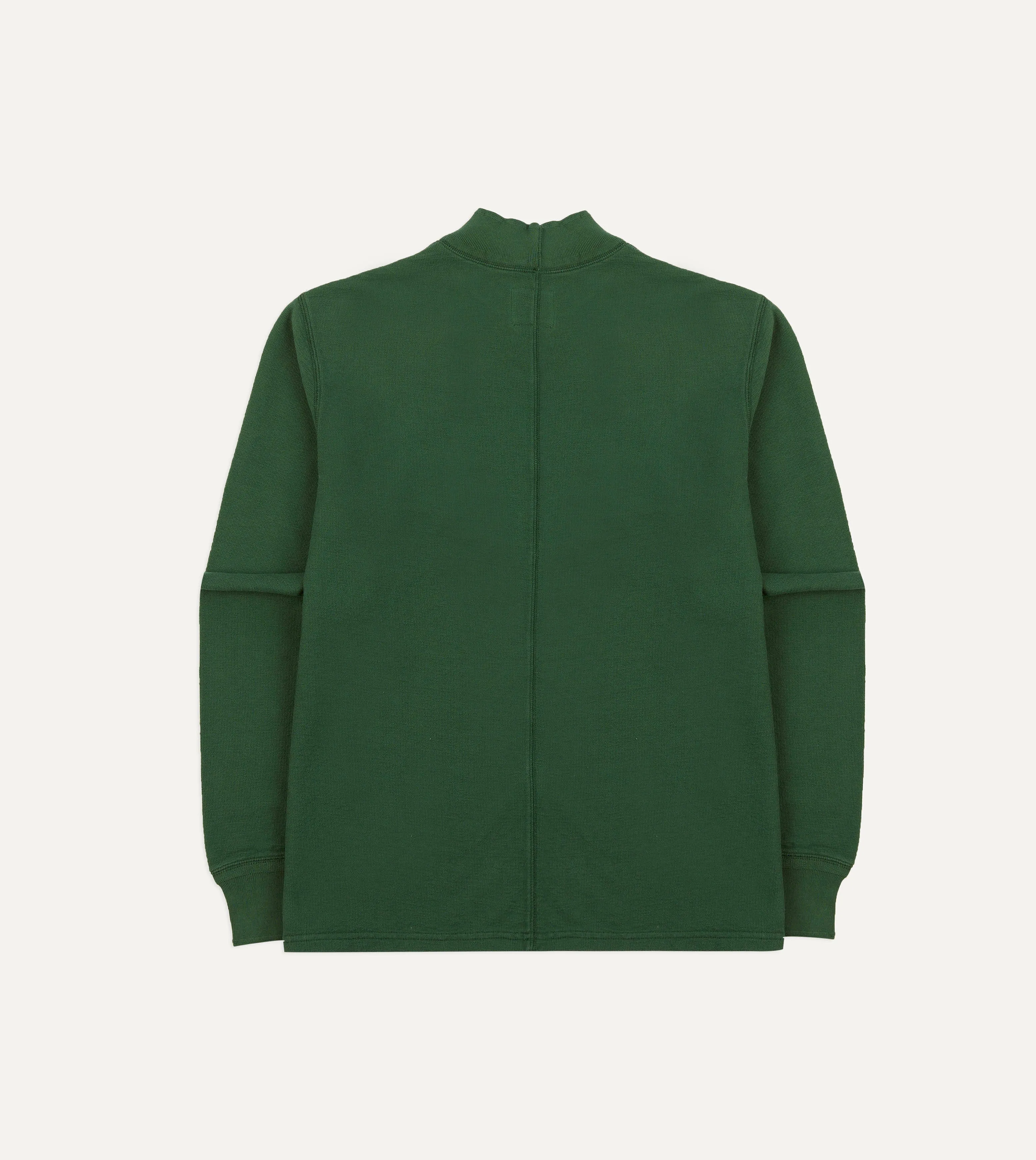 Green Cotton Long-Sleeve Mock Neck Hiking T-Shirt Easy-Going Style Vintage Wash