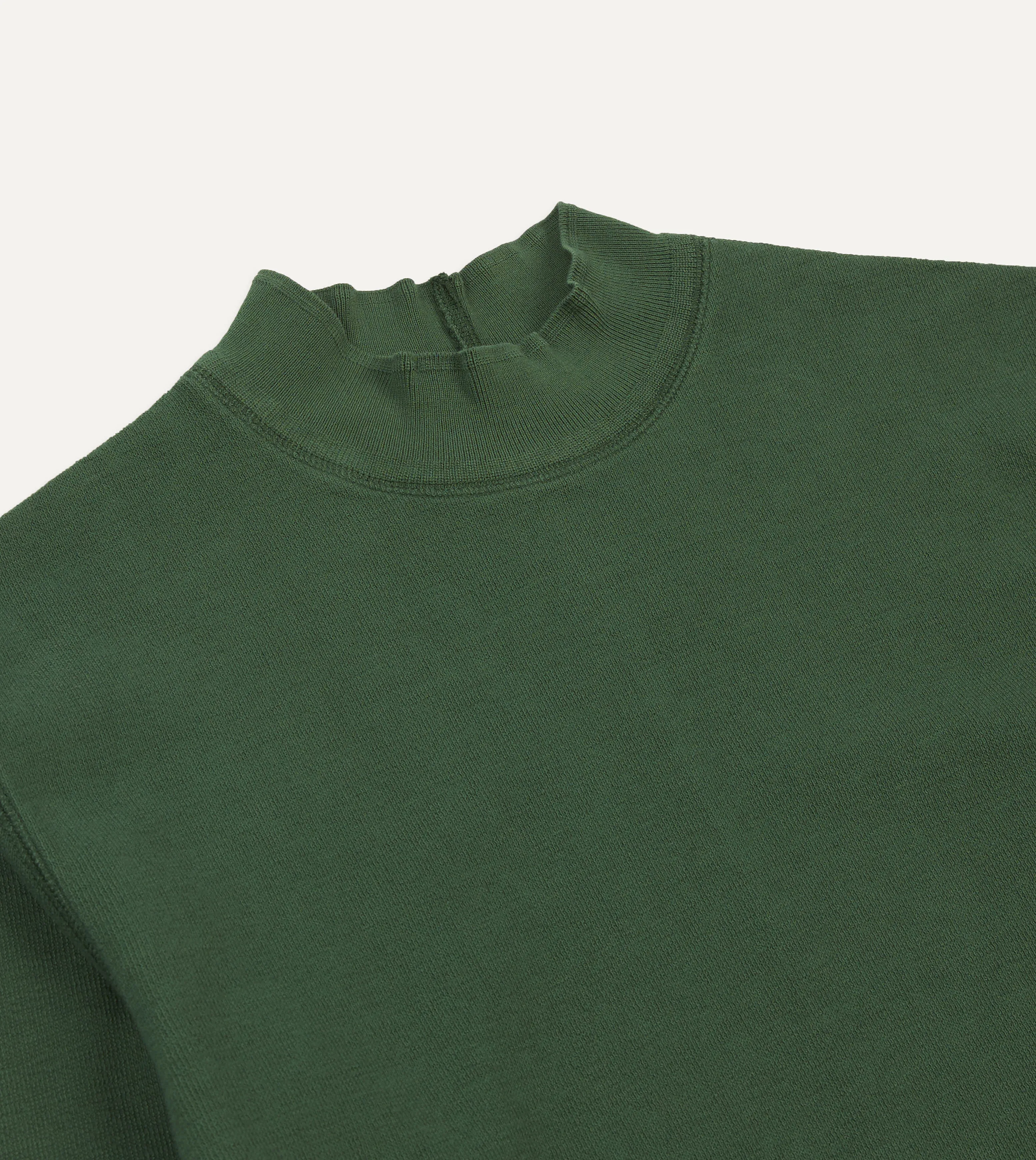 Abstract mystery Simple Comfort Wear Green Cotton Long-Sleeve Mock Neck Hiking T-Shirt