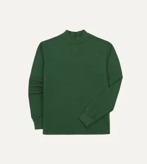StretchFabric Green Cotton Long-Sleeve Mock Neck Hiking T-Shirt