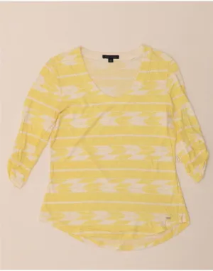 Versatile Wearable Breathable mesh TOMMY HILFIGER Womens BEST SELL 3/4 Sleeve UK 10 Small Yellow Geometric