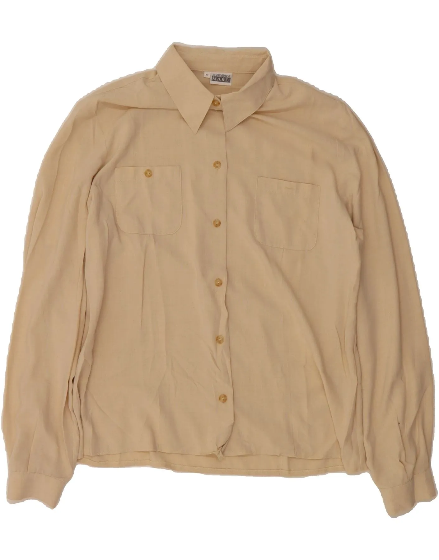 ANDREA MARE Womens Shirt Blouse UK 14 Medium Beige Viscose Morning Comfort