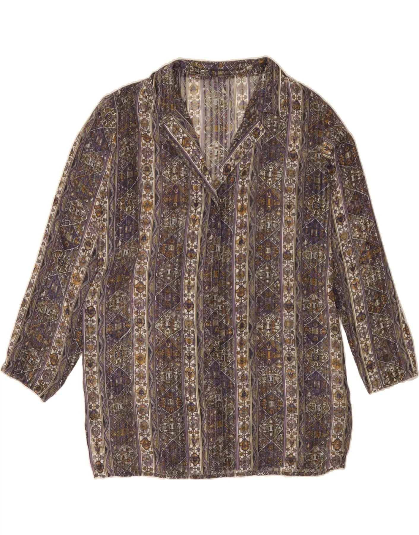 Spring Trend VINTAGE Womens Shirt Blouse UK 16 Large Purple Geometric